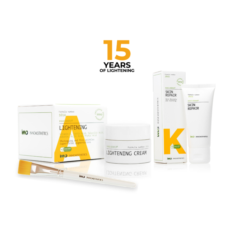 Promocja 15 lat skutecznej walki z przebarwieniami. Promocja na profesjonalny peeling na przebarwienia Lightening -20% w zestawie z kremem Skin Repair 60g + pędzel i szkolenie gratis!